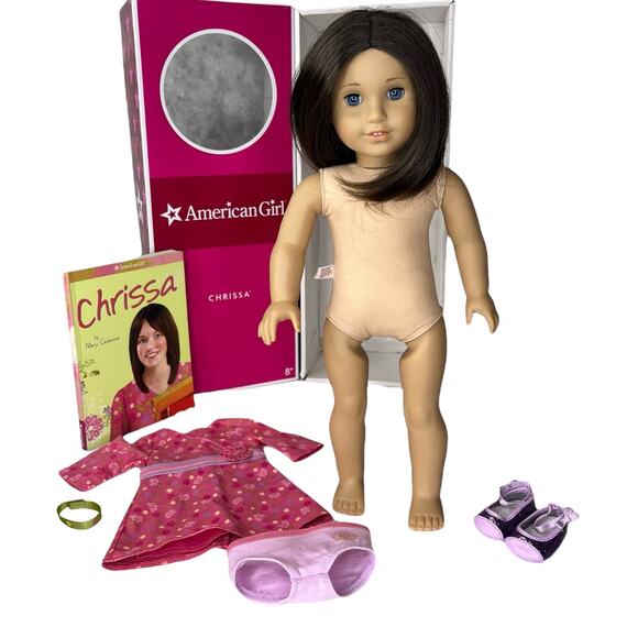American Girl CHRISSA DOLL In Meet Outfit Dress Shoes Panties Book Bracelet BOX - Picture 9 of 10